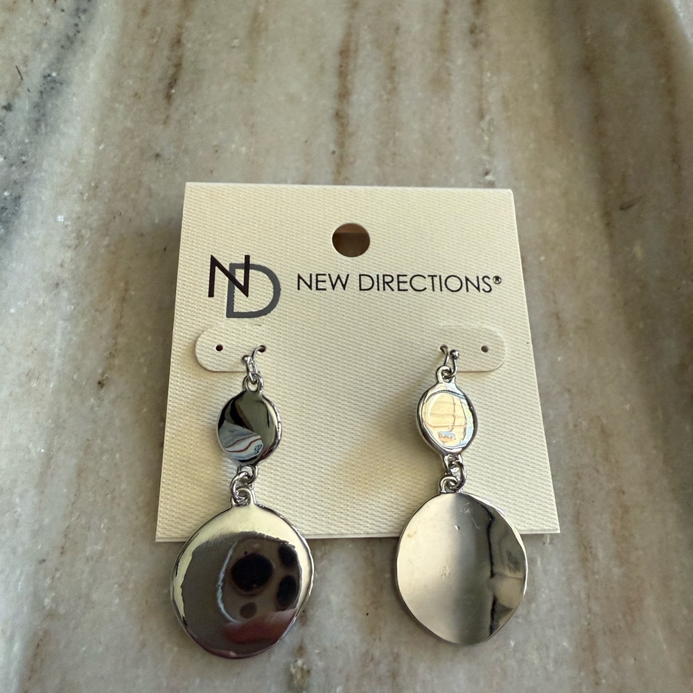 New Directions Shiny Silver Drop Earrings